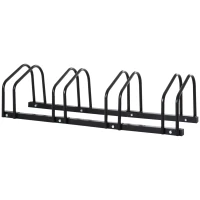 HOMCOM Estacionamento para 4 Bicicletas Suporte de Aço para Estacionar Bicicletas no Chão para Interior e Exterior 110x33x27 cm Preto(m-1)