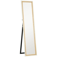 HOMCOM Espelho de Pé 37x157 cm Espelho de Corpo Inteiro com Estrutura de MDF e Suporte Branco e Madeira Escura