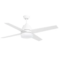 HOMCOM Ventoinha de Teto com Luz 46W Ø129 cm com 4 Lâminas Reversíveis Controlo Remoto 6 Velocidades e Temporizador Branco(m-1)