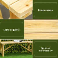 Outsunny Panchina da Giardino in Legno 2 Posti a Doghe con Schienale Alto, 116x56x80cm, Colore Naturale(m-6)