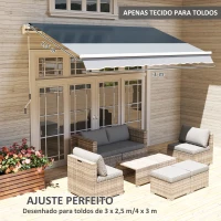 Outsunny Tecido de Substituição para Toldo 2,8x2,5 m Tecido de Reposição com Proteção UV 50+ Impermeável  Cinzento(m-4)