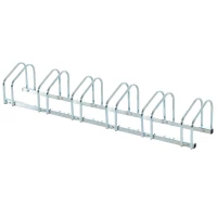 HOMCOM Estacionamento para 6 Bicicletas Suporte de Aço para Estacionar Bicicletas no Chão para Interior e Exterior 179x33x27 cm Prata(m-1)