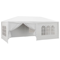 Outsunny Tenda de Jardim 583x293 cm Tenda para Festas com 4 Janelas 2 Portas com Fecho de Correr 6 Paredes Laterais  Branco