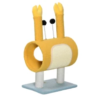 PawHut Árvore Arranhador para Gatos Postes com Forma de Caranguejo com Orifício e Bolas Divertidas 40x29x72cm Amarelo(m-1)