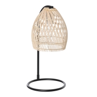 HOMCOM Candeeiro de Mesa com Suporte para Lâmpada E27 Máx. 40W Candeeiro Decorativo com Ecrã de Vime Ø20x41 cm Bege e Preto