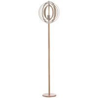 HOMCOM Candeeiro de Pé com Ecrã Giratório de 360° Interruptor de Pé LED E27 Máx. 40W Base de Madeira Candeeiro de Pé para Sala de Estar Dormitório Estúdio 38x38x160cm Natural(m-11)