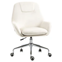 Vinsetto Cadeira de Escritório Operativa Cadeira de Escritório Giratória de Veludo com Altura Ajustável e Rodas 65x66x90-97cm Creme(m-1)