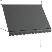 Outsunny Toldo Manual Retrátil com Manivela 300x120x210-300 cm com Altura Ajustável Impermeável para Jardim Varanda Cinza Escuro(m-1)