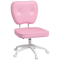 Vinsetto Cadeira de Escritório Estofada em PU com Altura Ajustável Sem Braços Cadeira de Estudo Dormitório 46x59x82-92 cm Rosa(m-1)