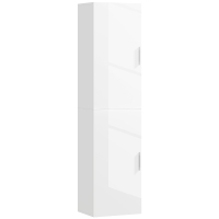 HOMCOM Coluna Casa de Banho de Parede Armário Alto Casa de Banho com Prateleiras Ajustáveis e 2 Portas  40x30x160 cm Branco