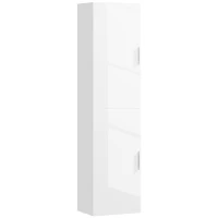 HOMCOM Coluna Casa de Banho de Parede Armário Alto Casa de Banho com Prateleiras Ajustáveis e 2 Portas  40x30x160 cm Branco(m-1)