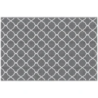 Outsunny Tapete de Exterior Moderno Reversível e Impermeável para Varanda Campismo Praia 182x274cm Cinza e Branco(m-1)