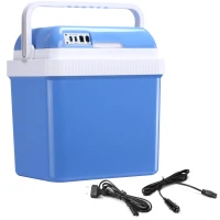 Outsunny Geleira Termoelétrico Portátil 24L Geleira Elétrica para Carro com Função de Resfriamento e Aquecimento 220-240V/12V DC para Campismo Piquenique Viagens 40x30x43cm Azul(m-1)