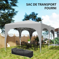 Outsunny Tonnelle pliante 3 x 6m Pop Up, UPF50+ Hauteur ajustable, avec sac de transport et sacs de sable, Gris clair(m-7)