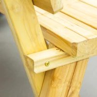 Outsunny Panchina da Giardino in Legno 2 Posti a Doghe con Schienale Alto, 116x56x80cm, Colore Naturale(m-7)