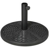 Outsunny Base de Chapéu de Sol Redonda Suporte para Chapéu de Sol Preenchido de Cimento Peso 9,5 kg para Mastros de Ø38/48 mm Preto(m-1)