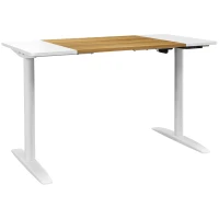 Vinsetto Secretária Elétrica de Pé Secretária Elevatória de Altura Ajustável com Função de Memória 120x60x71-116 cm Branco e Madeira(m-1)