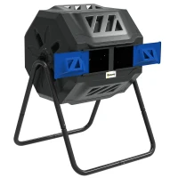 Outsunny 160L 360° Rotating Dual Chamber Composter - Blue(m-1)