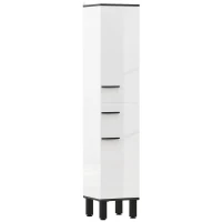 HOMCOM Coluna Casa de Banho Armário Alto Casa de Banho com Gaveta 2 Portas e Prateleiras Ajustáveis 34x34x170 cm Branco(m-1)