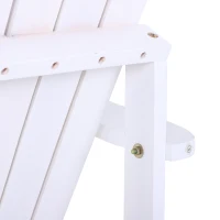 Outsunny Sedia da Giardino Adirondack in Legno Bianco, Con Porta Bicchieri, Impermeabile e Anti-Muffa, 97x72.5x93cm(m-8)