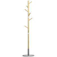 HOMCOM Cabide de Pé de Bambu Moderno com 8 Ganchos para Roupas Bolsas  Ø37,8x175,6 cm Madeira e Cinza(m-1)