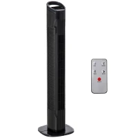 HOMCOM Ventoinha de Coluna 50W com Controlo Remoto 3 Velocidades Ecrã LCD Temporizador 7,5h e Oscilante 70° Ø20x78,5 cm Preto(m-1)