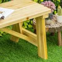 Outsunny Panchina da Giardino in Legno 2 Posti a Doghe con Schienale Alto, 116x56x80cm, Colore Naturale(m-8)