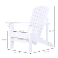 Outsunny Sedia da Giardino Adirondack in Legno Bianco, Con Porta Bicchieri, Impermeabile e Anti-Muffa, 97x72.5x93cm(m-3)