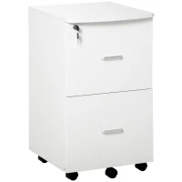 Vinsetto Bloco de Gavetas de Escritório Móvel Auxiliar para Arquivos com 2 Gavetas Fechadura 2 Chaves 5 Rodas e 2 Freios para Estúdio Escritório Dormitório 43x45x72cm Branco(m-1)