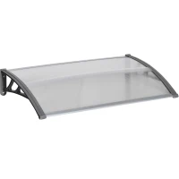 Outsunny Marquise de Proteção 110x60cm Marquise Exterior para Portas e Janelas contra o Sol e Chuva com Suporte de PP Policarbonato Cinza(m-1)