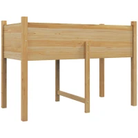 Outsunny Mesa de Cultivo de Madeira Horta Elevada 115x55x80 cm com Tecido não Tecido para Cultivo de Plantas Verduras Flores Madeira(m-1)