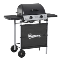 Outsunny Barbecue a Gás com 2 Queimadores 2,8 KW 2 Rodas 2 Mesas Laterais e Grelhas de Aço para Piquenique Campismo 104x49x99 cm Preto