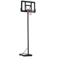 HOMCOM Cesta de Basquetebol com Altura Ajustável 220-365 cm Aro de Basquetebol com Suporte Rodas Base Recarregável Preto(m-1)