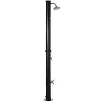 Outsunny Duche Solar de Jardim 20L Duche de Exterior com Cabeçal Redondo Torneira de Água Quente Máximo 60℃ 15,5x15,5x222 cm Preto(m-1)