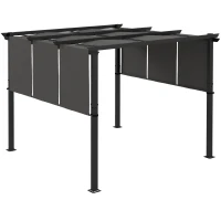 Outsunny Pérgola de Jardim 3x3 m com Teto Retrátil Estrutura de Aço Impermeável e Anti-UV para Terraço Pátio Cinza Escuro(m-1)