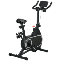 SPORTNOW Bicicleta Estática com Ecrã LCD Assento e Guiador Ajustáveis Volante 4 kg e Porta Garrafa  93x48,5x102-112 cm Preto