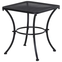 Outsunny Mesa de Jardim Quadrada Mesa Auxiliar Exterior com Estrutura de Metal para Pátio Terraço Varanda Carga 30kg 45x45x50cm Preto(m-1)
