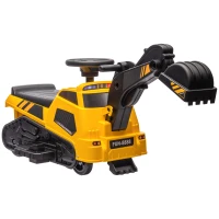HOMCOM Escavadora Elétrica para Crianças Veículo Infantil 3 em 1 com Bateria 6V Pá e Rolo Compressor 100x43x48,5 cm Preto e Amarelo(m-1)