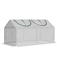 Outsunny Estufa 119x60x60cm Estufa de Jardim com 2 Janelas Enroláveis para Cultivo de Plantas Verduras Flores Branco Translúcido(m-1)