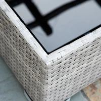 Outsunny Conjunto de Móveis de Jardim de Vime 4 Peças Mesa de Centro Sofá Duplo e 2 Sofás Laterais com Almofadas Amovíveis para Terraço Exterior Cinza(m-9)