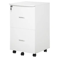 Vinsetto Bloco de Gavetas de Escritório Móvel Auxiliar para Arquivos com 2 Gavetas Fechadura 2 Chaves 5 Rodas e 2 Freios para Estúdio Escritório Dormitório 43x45x72cm Branco(m-11)