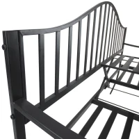 Outsunny Panchina da Esterno a 2 Posti , Panchina da Giardino con Tavolino Estensibile in Metallo 150 x 53 x 95 cm Nero(m-9)