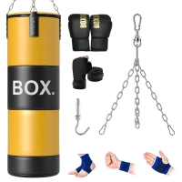 SPORTNOW Saco de Boxe sem Recheio com Luvas de Boxe Gancho e Protetores para Palmas Munhecas Tornozelos Amarelo