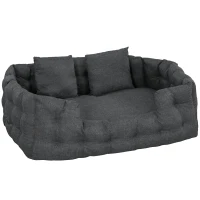 PawHut Cama para Cães Grandes Cama para Animais de Estimação com 2 Almofadas Cama para Cães com Base Antiderrapante 110x70x35 cm Cinza(m-1)