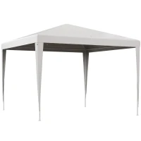Outsunny Tenda de Jardim Desmontável Tenda para Exteriores com 4 Orifícios de Drenagem e Tubo de Aço 293x293x252 cm Branco(m-1)