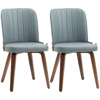 HOMCOM Conjunto de 2 Cadeiras de Sala de Jantar Modernas com Assentos Estofados em PU e Pés de Madeira 47,5x55x85cm Cinza e Madeira(m-1)