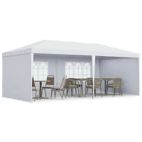 Outsunny 6 x 3 m Party Tent Gazebo Marquee Outdoor Patio Canopy Shelter with Windows and Side Panels White(m-13)