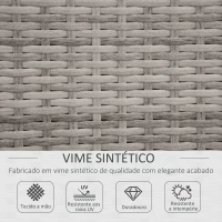 Outsunny Conjunto de Móveis de Jardim de Vime 4 Peças Mesa de Centro Sofá Duplo e 2 Sofás Laterais com Almofadas Amovíveis para Terraço Exterior Cinza(m-4)