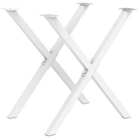 HOMCOM Conjunto de 2 Pés para Mesa Estilo Industrial 40x43cm em Forma de X Pés para Móveis de Aço com Protetores e Parafusos de Montagem Incluídos Branco(m-1)