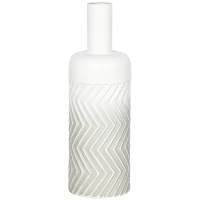 HOMCOM Vaso para Flores de Metal Vaso Decorativo para Flores Moderno com Textura 3D  Ø15x45,5 cm Cinza(m-1)